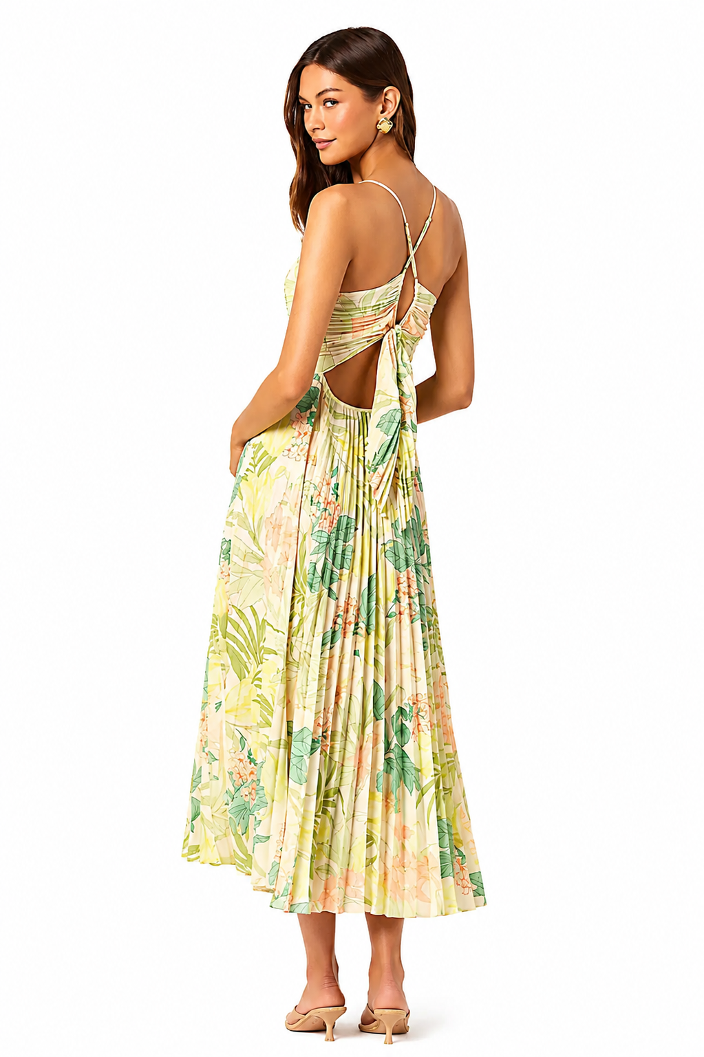 Blythe Midi Dress | Green Peach Tropical