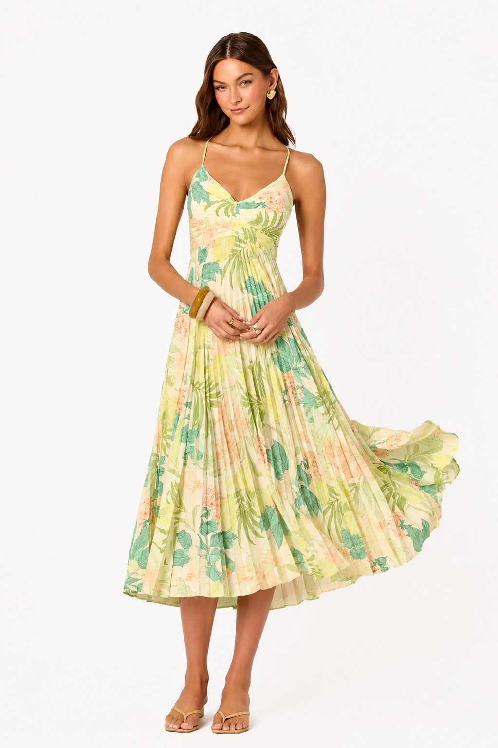 Blythe Midi Dress | Green Peach Tropical