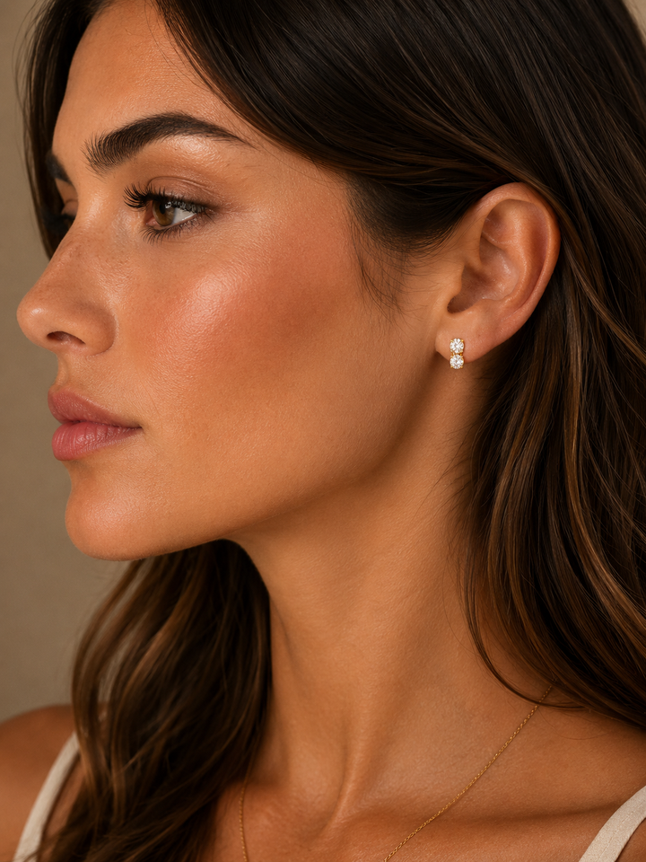 Ava Double Stone Stud Earrings