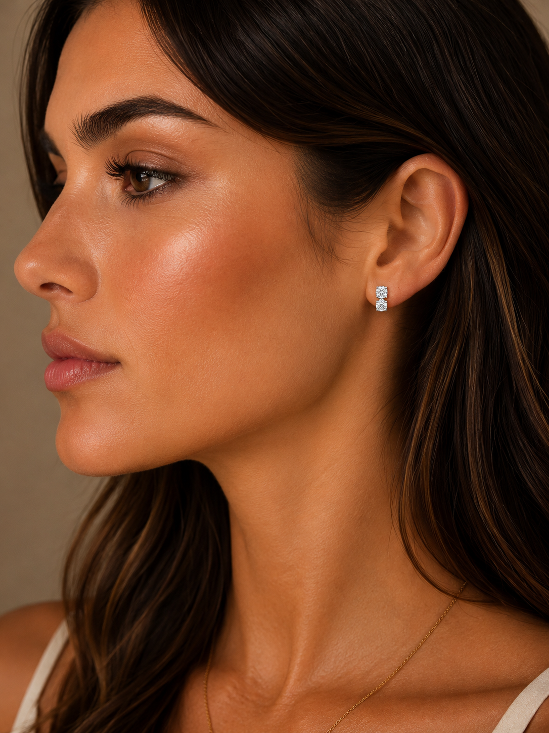 Ava Double Stone Stud Earrings