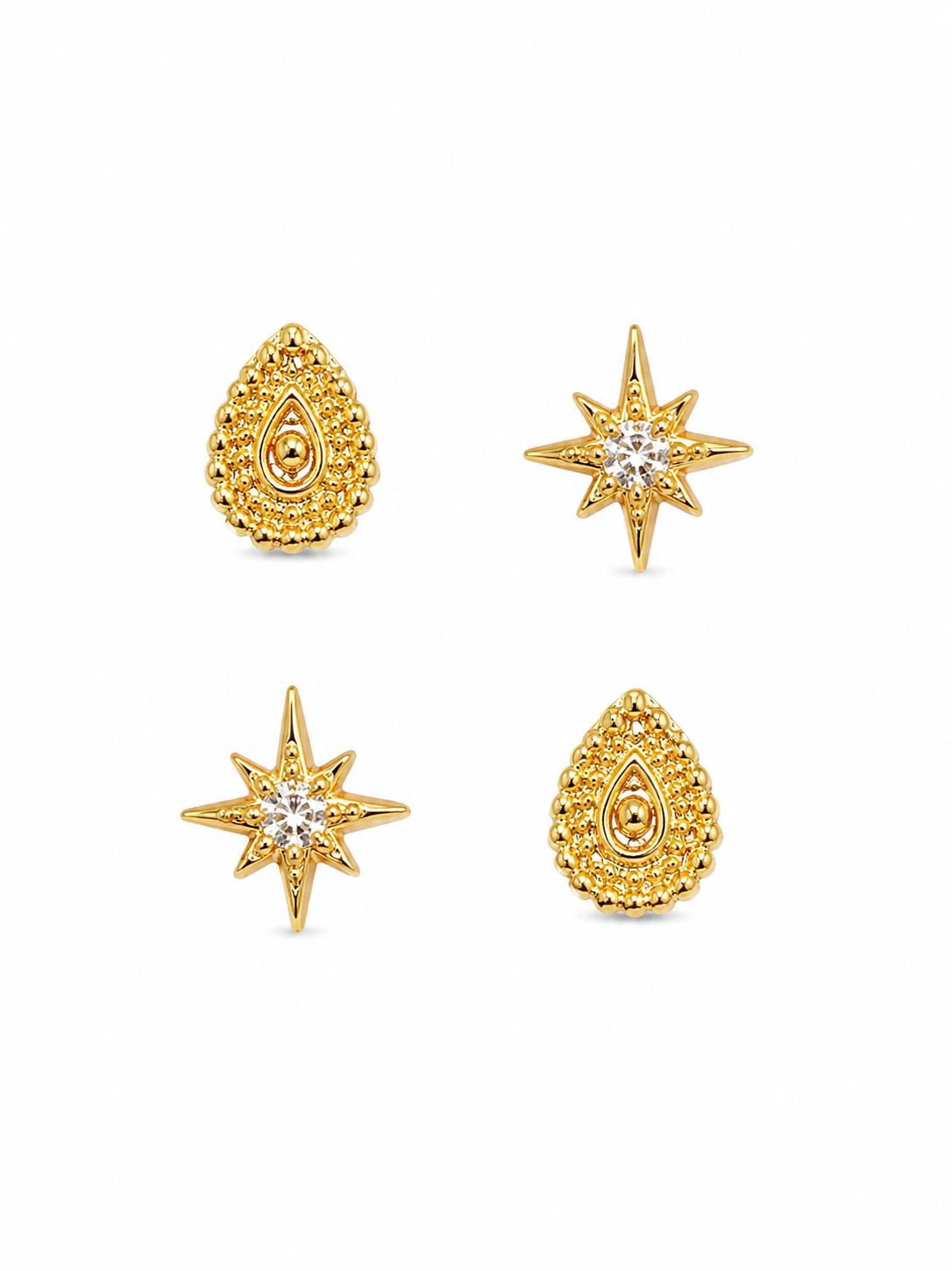 Sia set of 4 single stud earrings