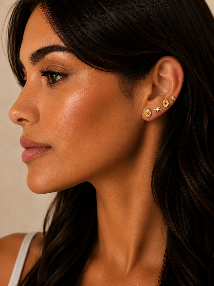 Sia set of 4 single stud earrings