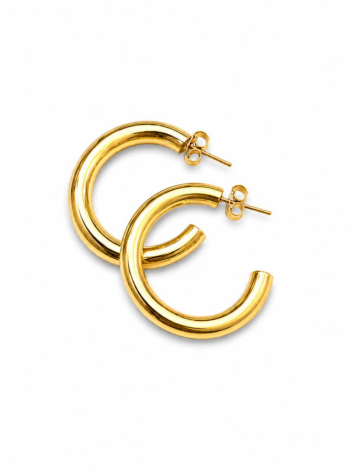Olivia high polish hollow hoop 1 1/8" diameter