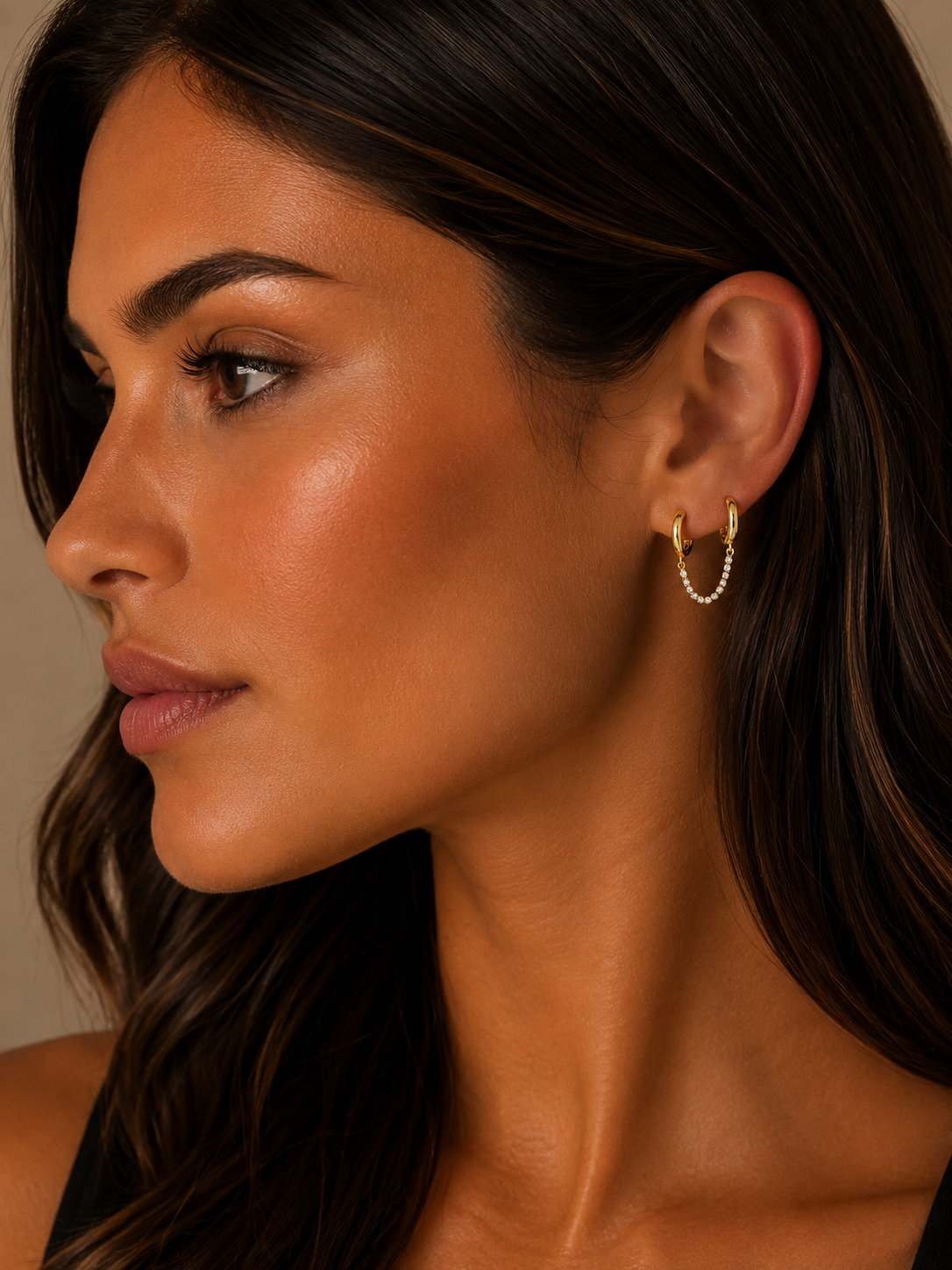Super Fly Double Huggie Chain Earring