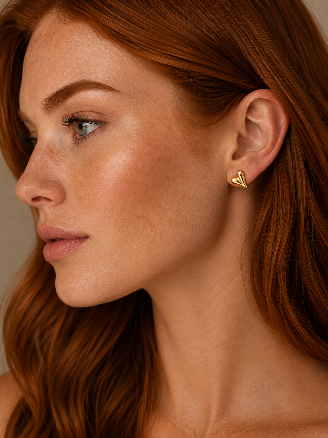Elle Gold Bubble Heart Studs