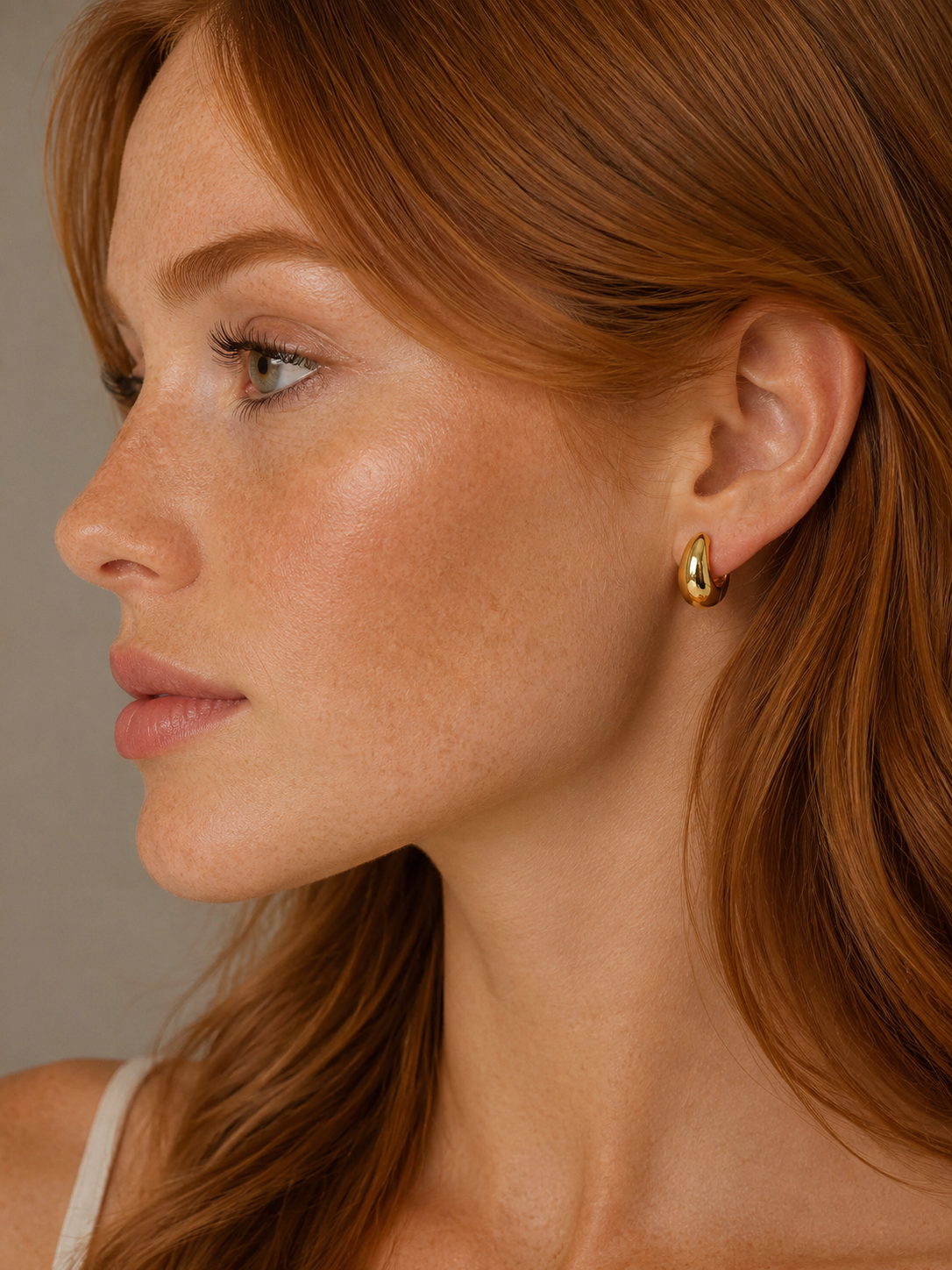 Madison pear huggie earring