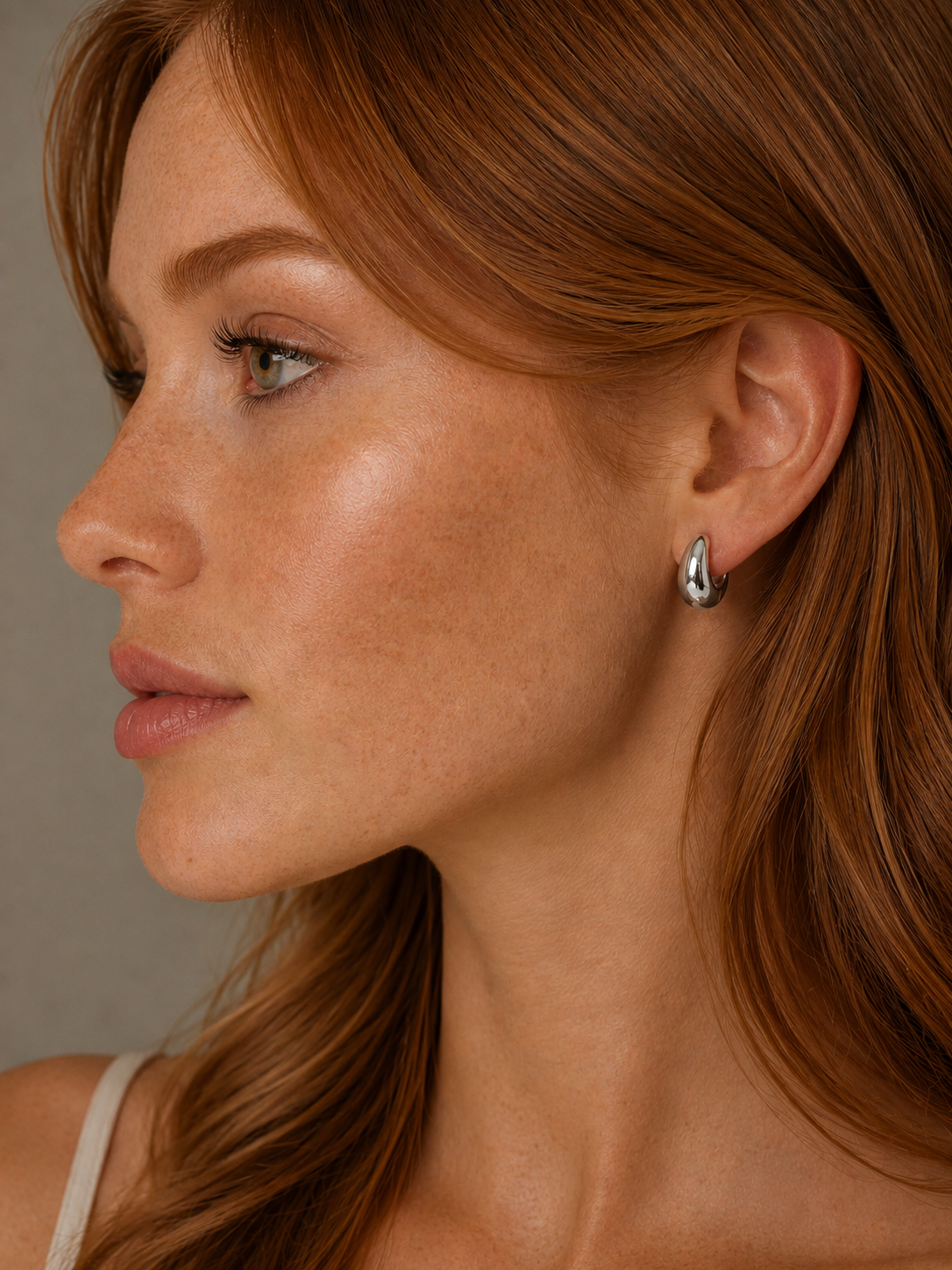Madison pear huggie earring