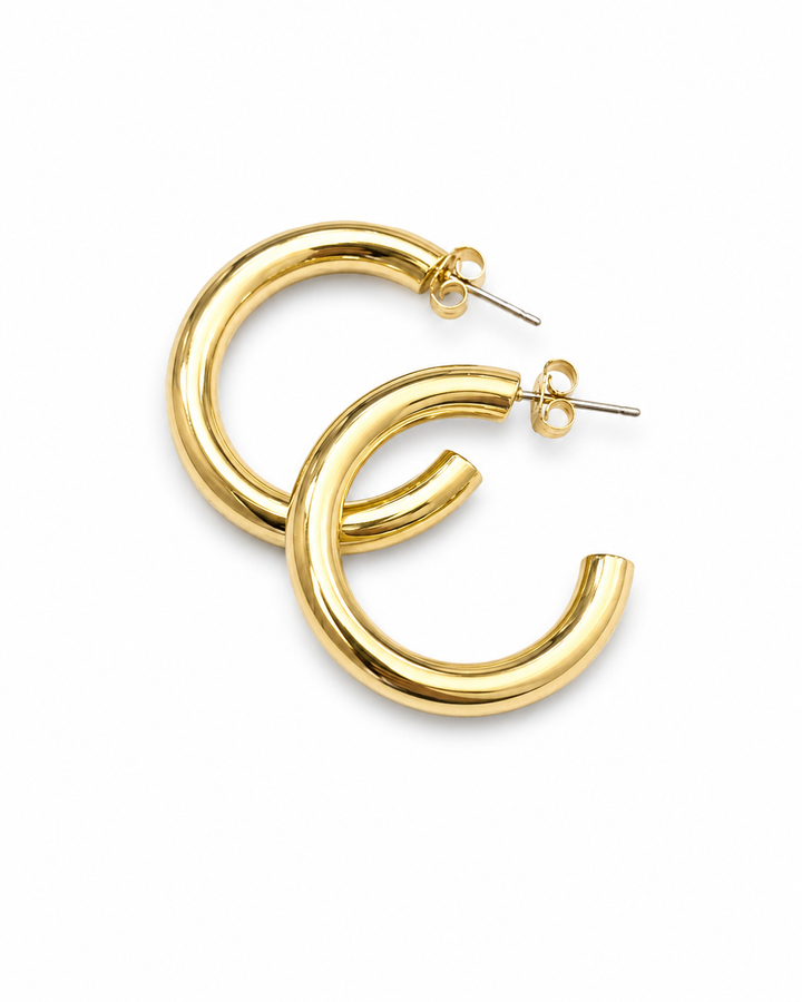 Olivia high polish hollow hoop 1 1/8" diameter