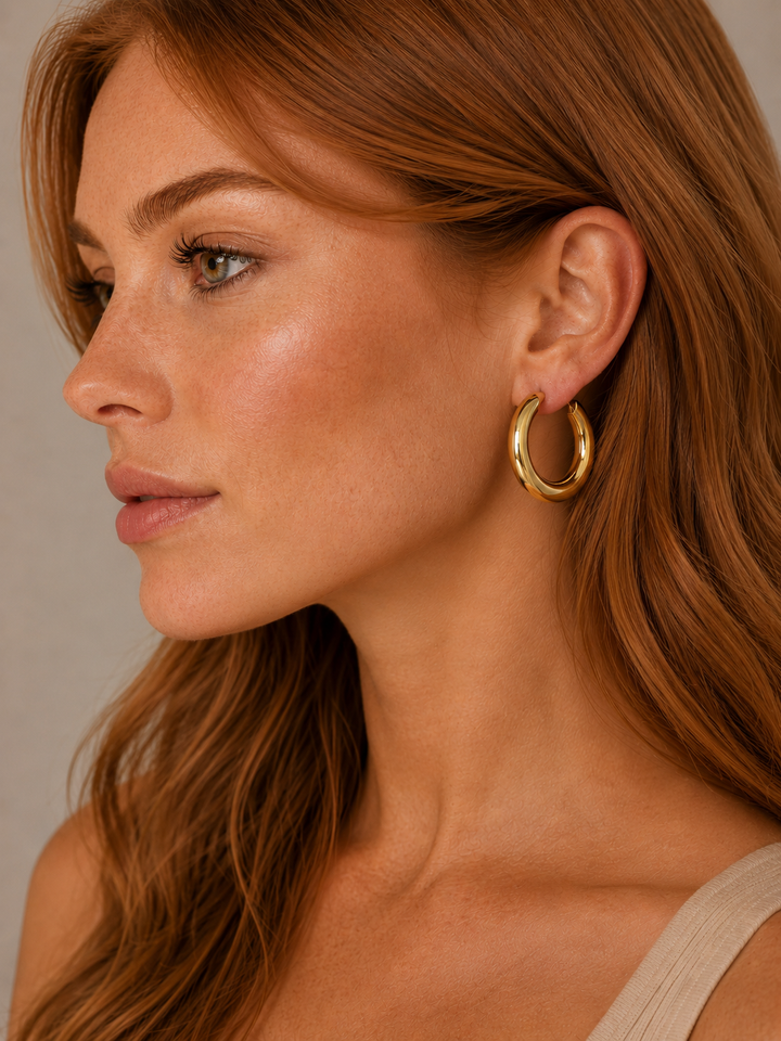 Olivia high polish hollow hoop 1 1/8" diameter