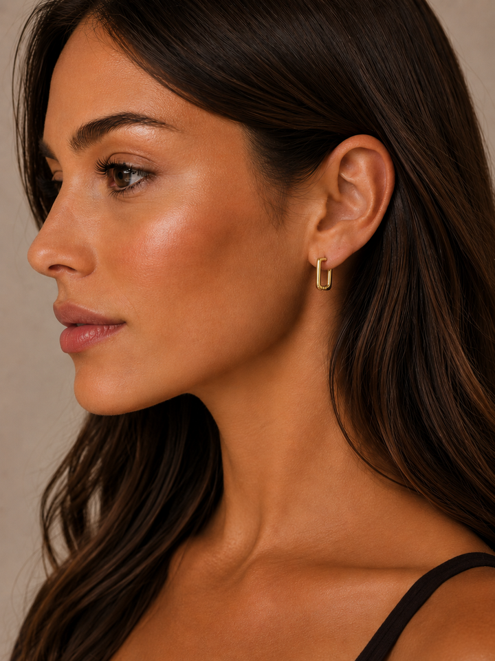 Zoey rounded rectangular huggie earring