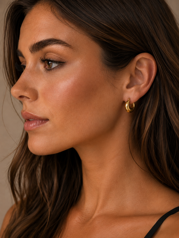 Chloe chunky moon huggie earring