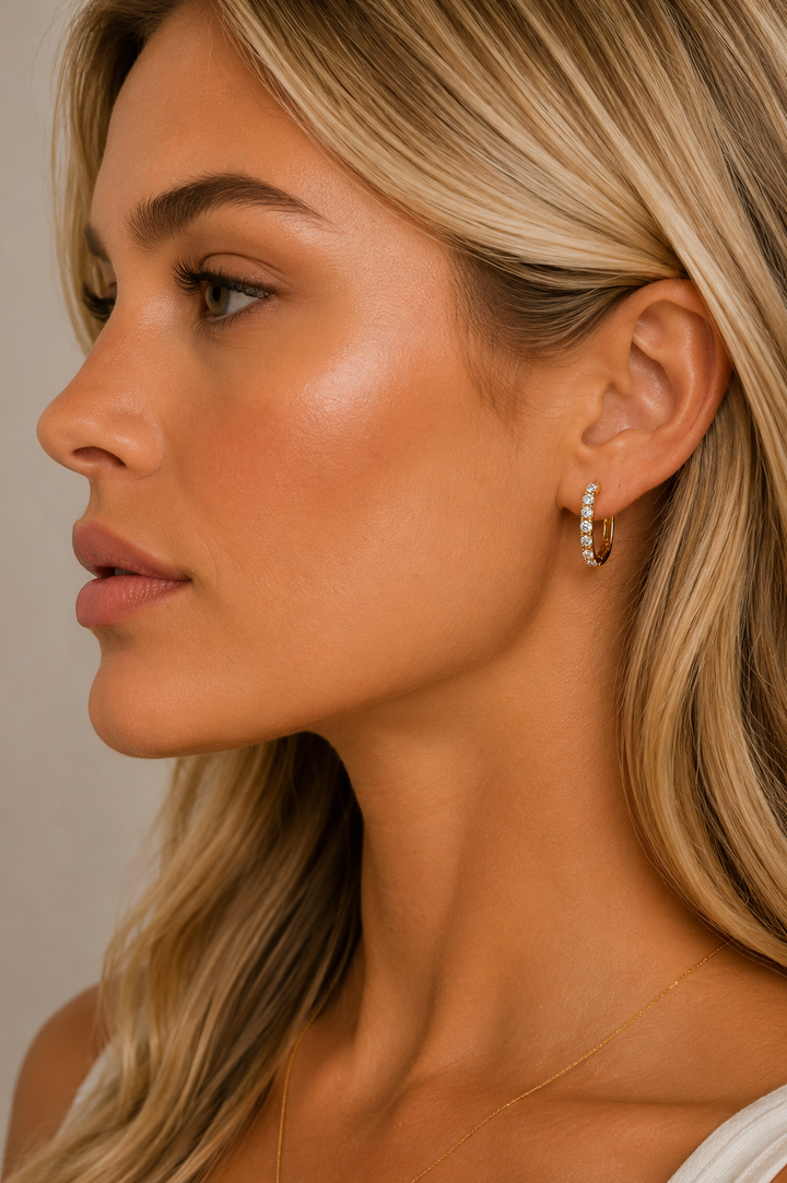 Gemma oval huggie earring