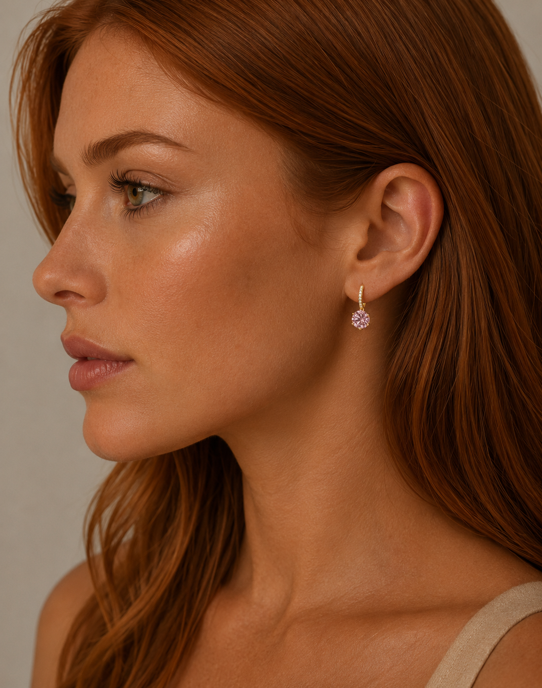 Aria 1.5ct Huggie Earrings | Gold/Pink