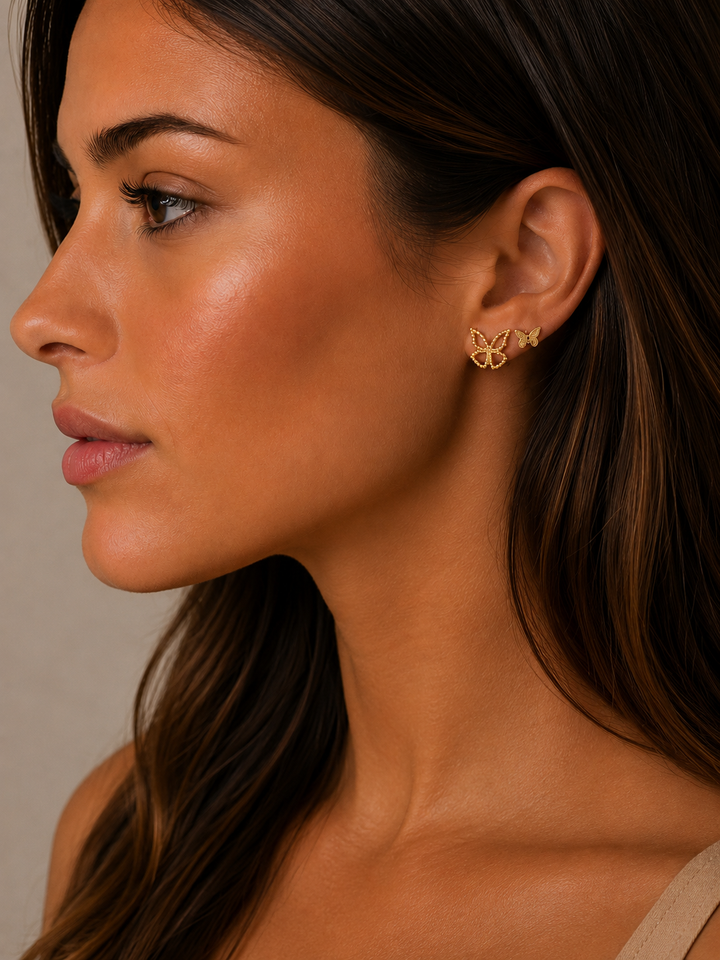 Sofia double butterfly stud set earring