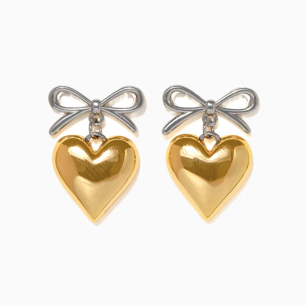 Take My Heart Two Tone Dangle Earrings