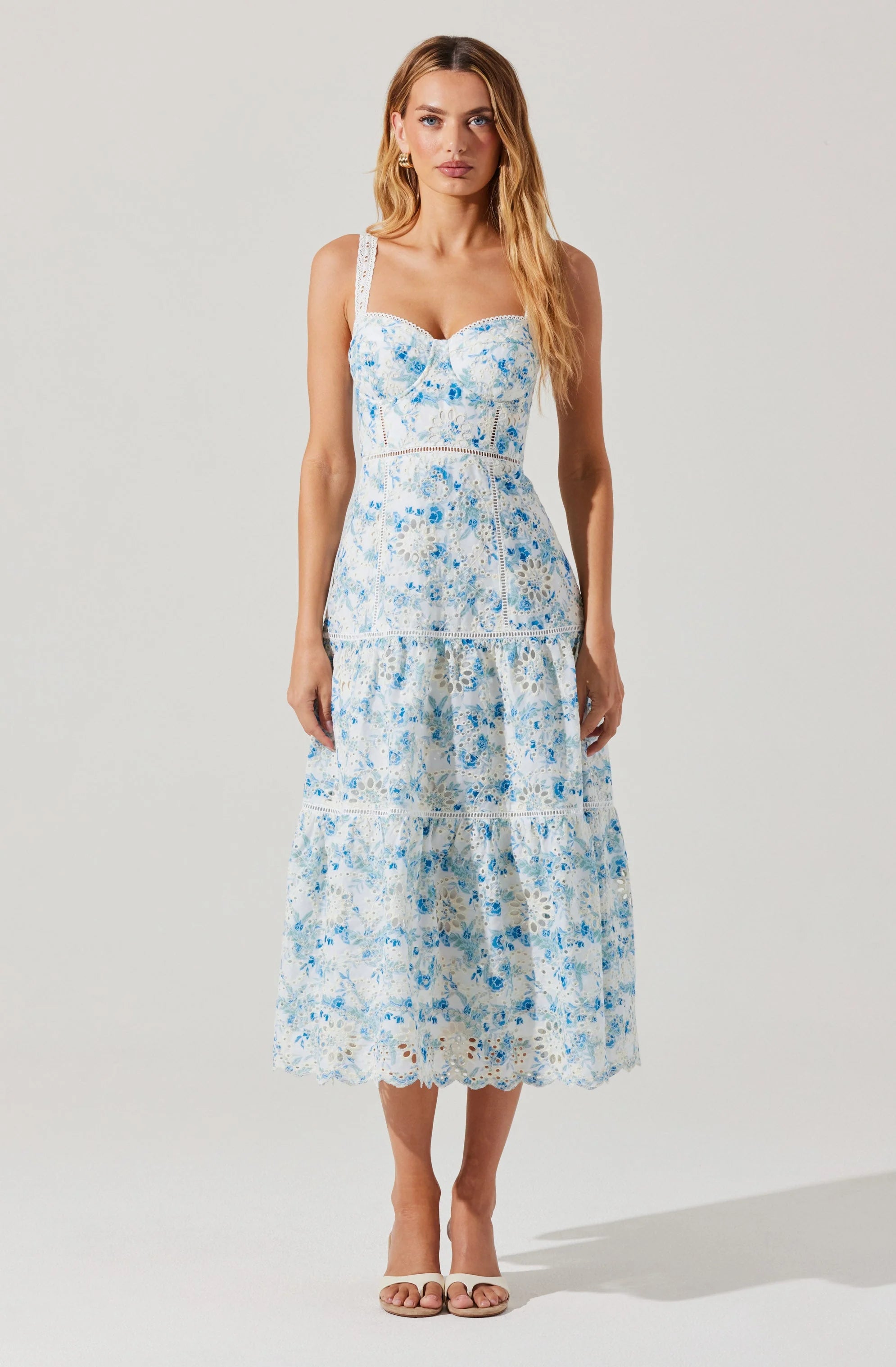 Pellagia Floral Eyelet Midi Dress