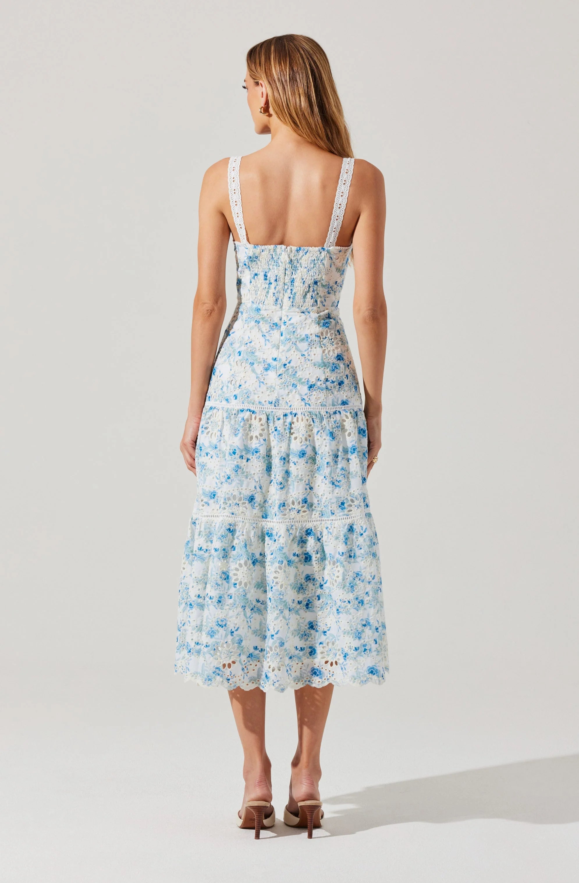 Pellagia Floral Eyelet Midi Dress