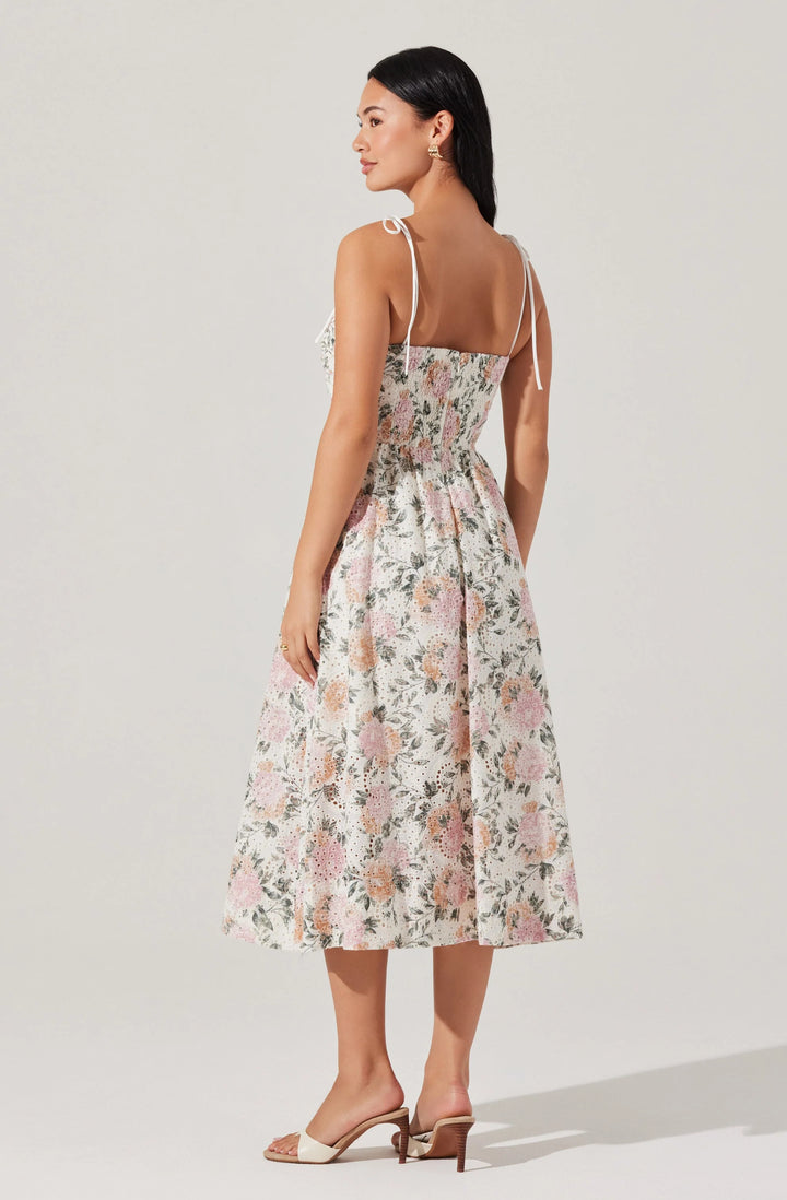 Sariah Pleated Eyelet Midi Dress