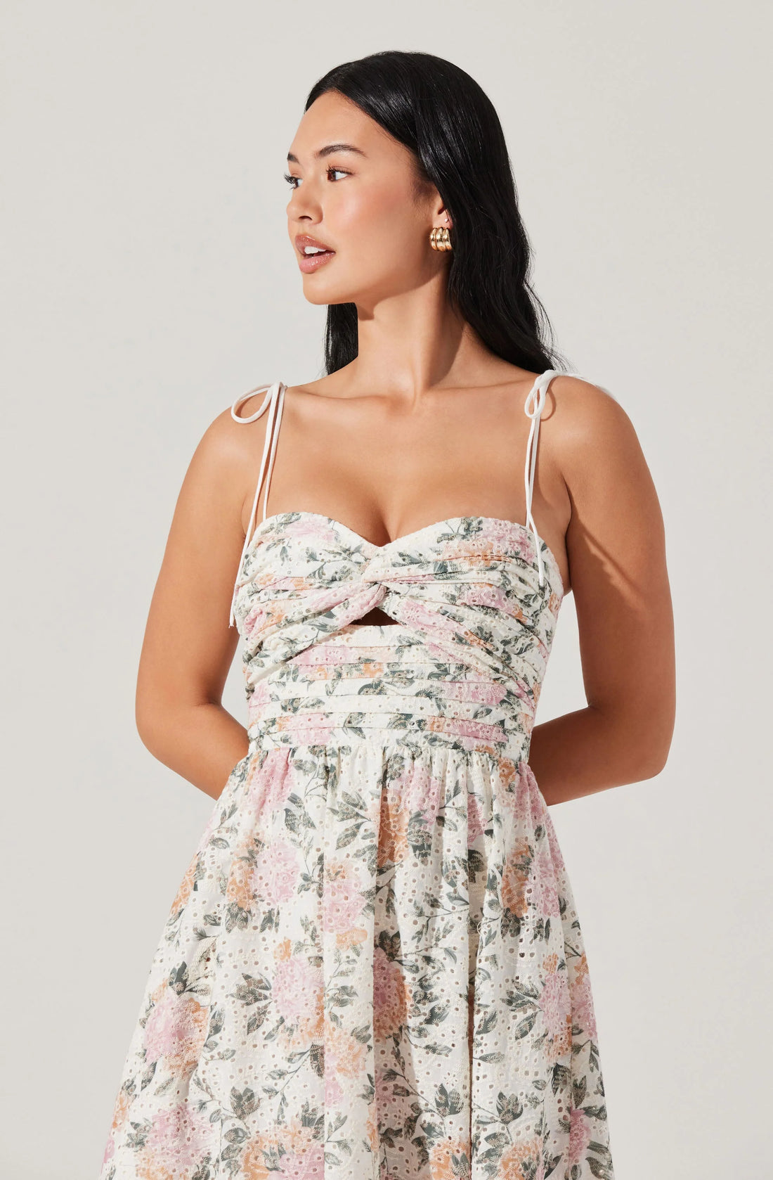 Sariah Pleated Eyelet Midi Dress