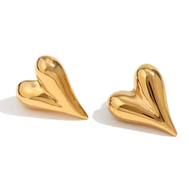 Elle Gold Bubble Heart Studs