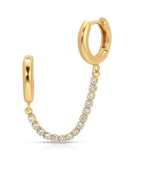 Super Fly Double Huggie Chain Earring