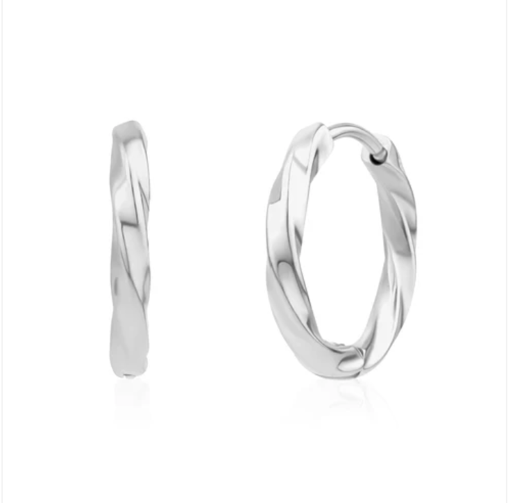 Sculpted Swirl Huggies - Silver