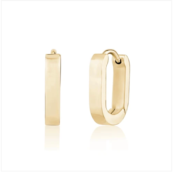 Oval Huggie Earrings (14MM) - Gold