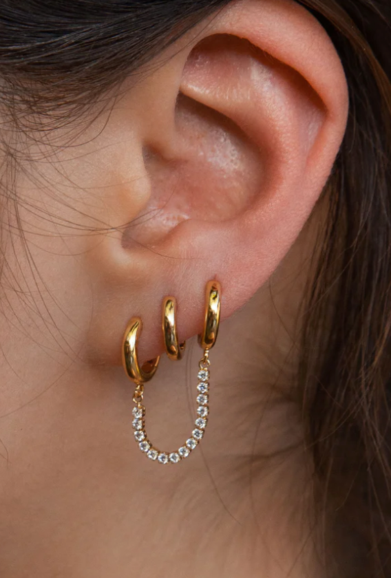 Super Fly Double Huggie Chain Earring