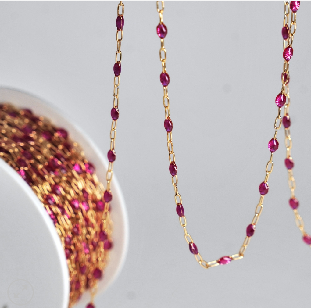 Fuchsia Enamel Half Dapped Sunburst