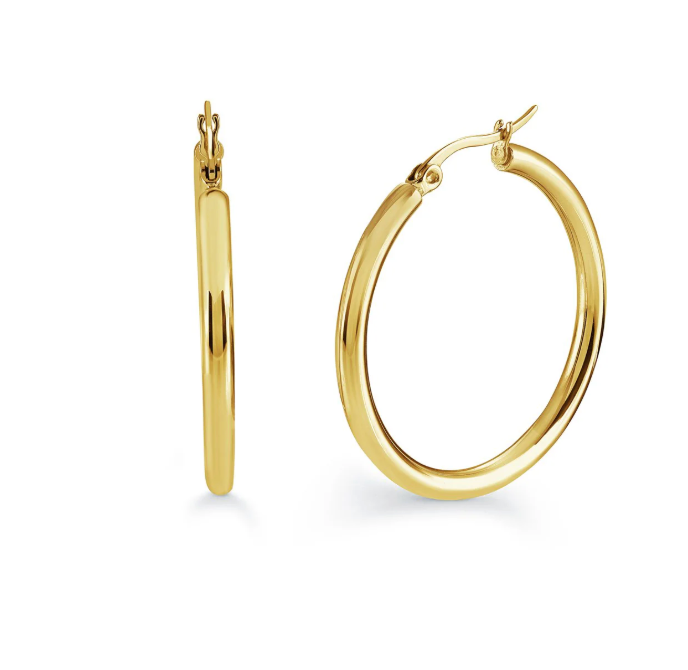 S.Steel 30mm Tube Hoop Earrings