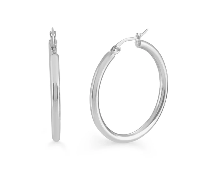S.Steel 30mm Tube Hoop Earrings