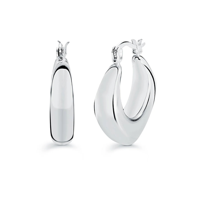 S.Steel 22mm Offset Earrings