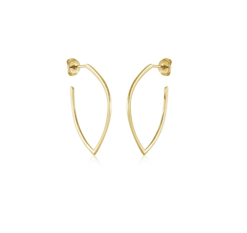 S. Steel 32mm Pointed Hoop Earrings