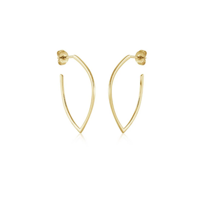 S. Steel 32mm Pointed Hoop Earrings