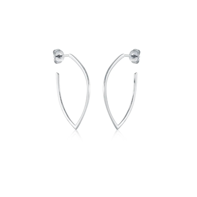 S. Steel 32mm Pointed Hoop Earrings