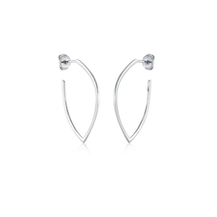 S. Steel 32mm Pointed Hoop Earrings