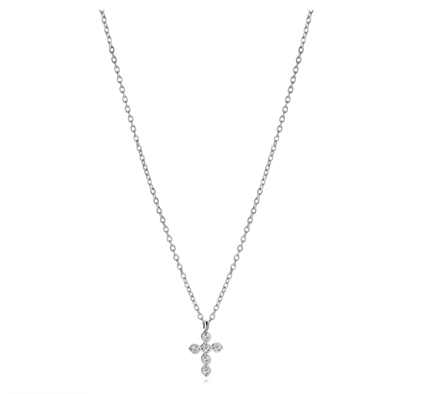 S.STEEL ROMAN-CROSS WHITE NECKLACE
