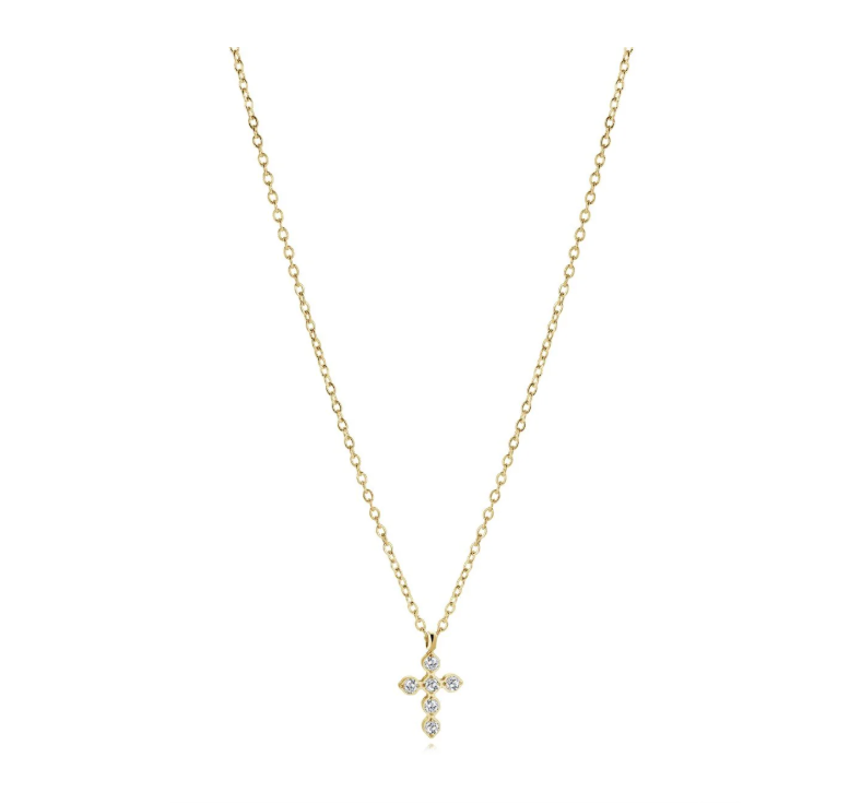 S.STEEL ROMAN-CROSS WHITE NECKLACE