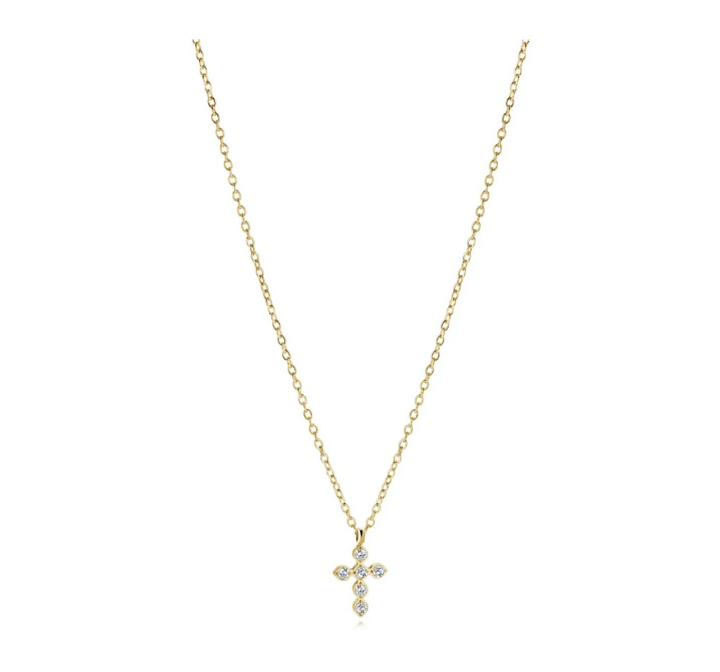 S.STEEL ROMAN-CROSS WHITE NECKLACE