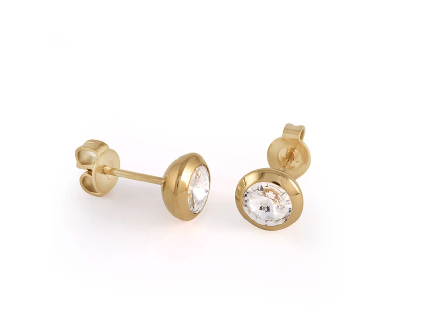 S.STEEL BEZEL-STUD EARRINGS