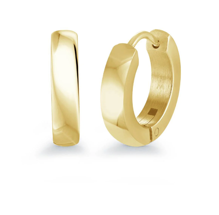 S.Steel Polished 14mm Huggie Earrings