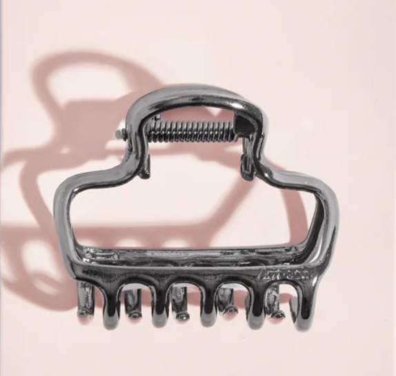 Metal Medium Open Shape Puffy Claw Clip - Gold