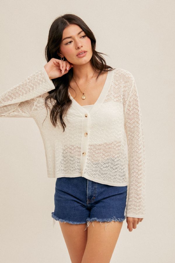 Pointelle Knit Cardigan