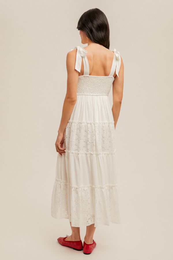 Lace Contrast Tiered Dress