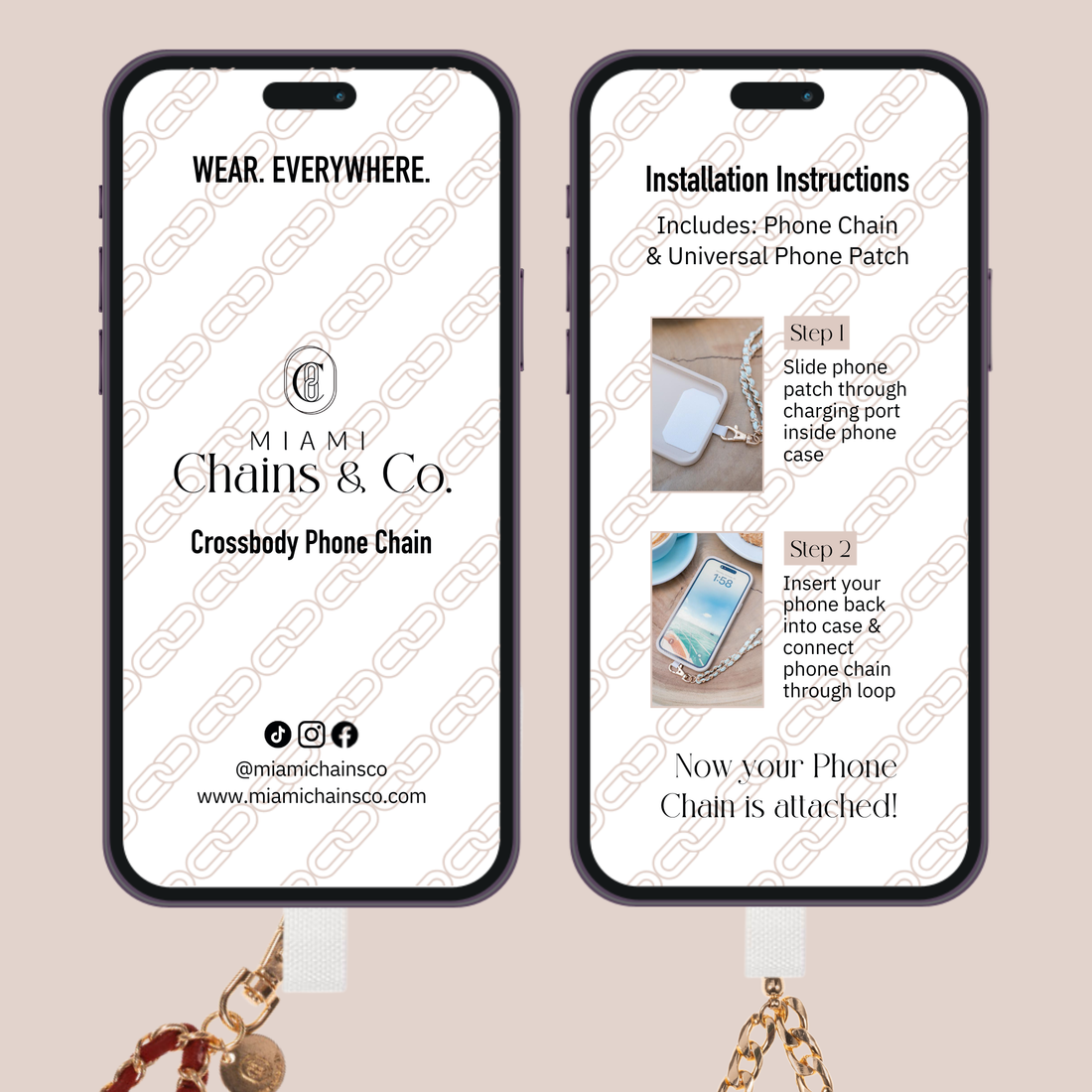 Pink Champagne Crossbody Phone Chain