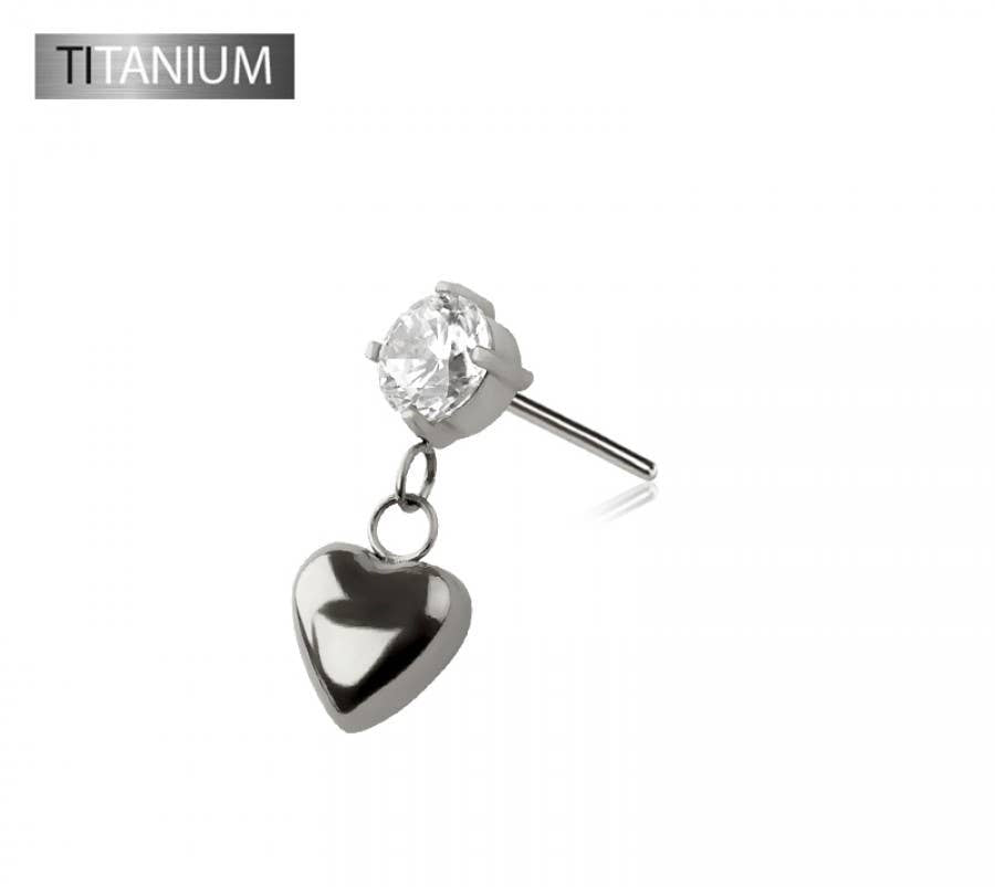 IMPLANT GRADE TITANIUM THREADLESS PUSH IN ROUND CZ HEART