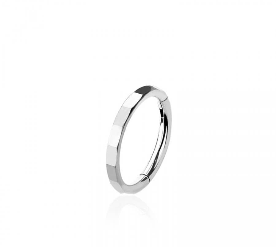 316L SURGICAL STEEL CUT FACETED HINGED SEGMENT HOOP RING
