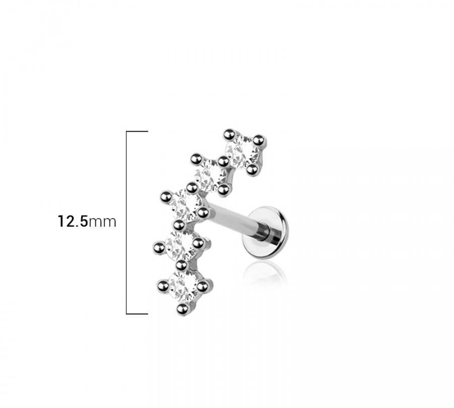 ARCH PRONG CZ THREADLESS (PUSH IN) 316L SURGICAL STEEL