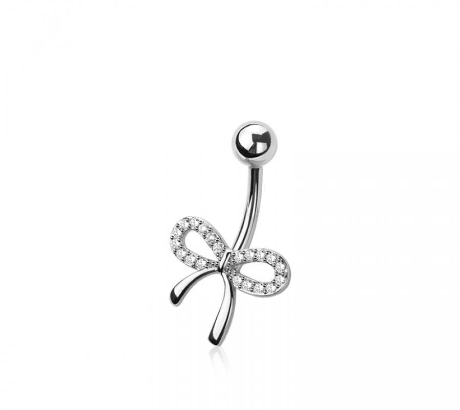 316L SURGICAL STEEL MULTI CZ RIBBON BELLY BUTTON NAVEL RING