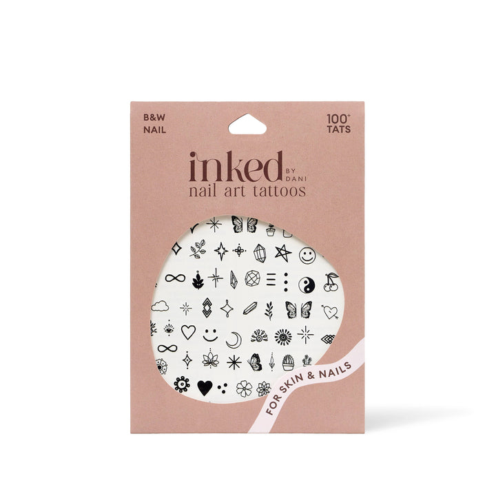 B&W Nail Art Temporary Tattoo Pack